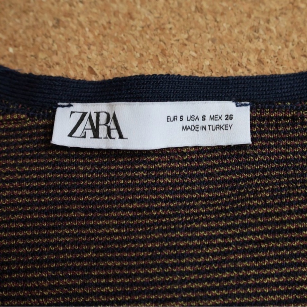 Zara Floral Knit Cropped Cardigan V Neck Button Front Colorful Chic Blue Small - Picture 10 of 15